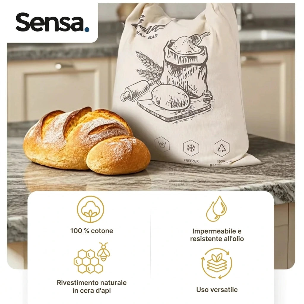 Sacchetto Portapane in Cera d'Api Biologica - 100% Cotone Bio