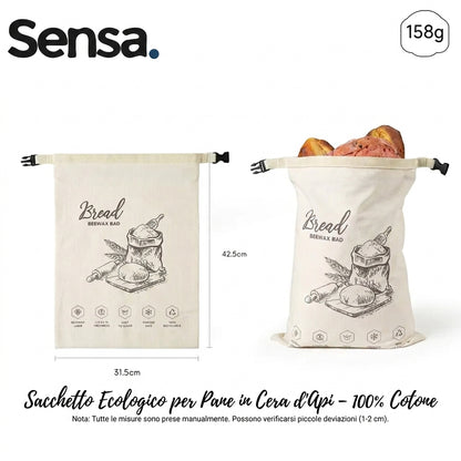 Sacchetto Portapane in Cera d'Api Biologica - 100% Cotone Bio