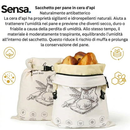 Sacchetto Portapane in Cera d'Api Biologica - 100% Cotone Bio